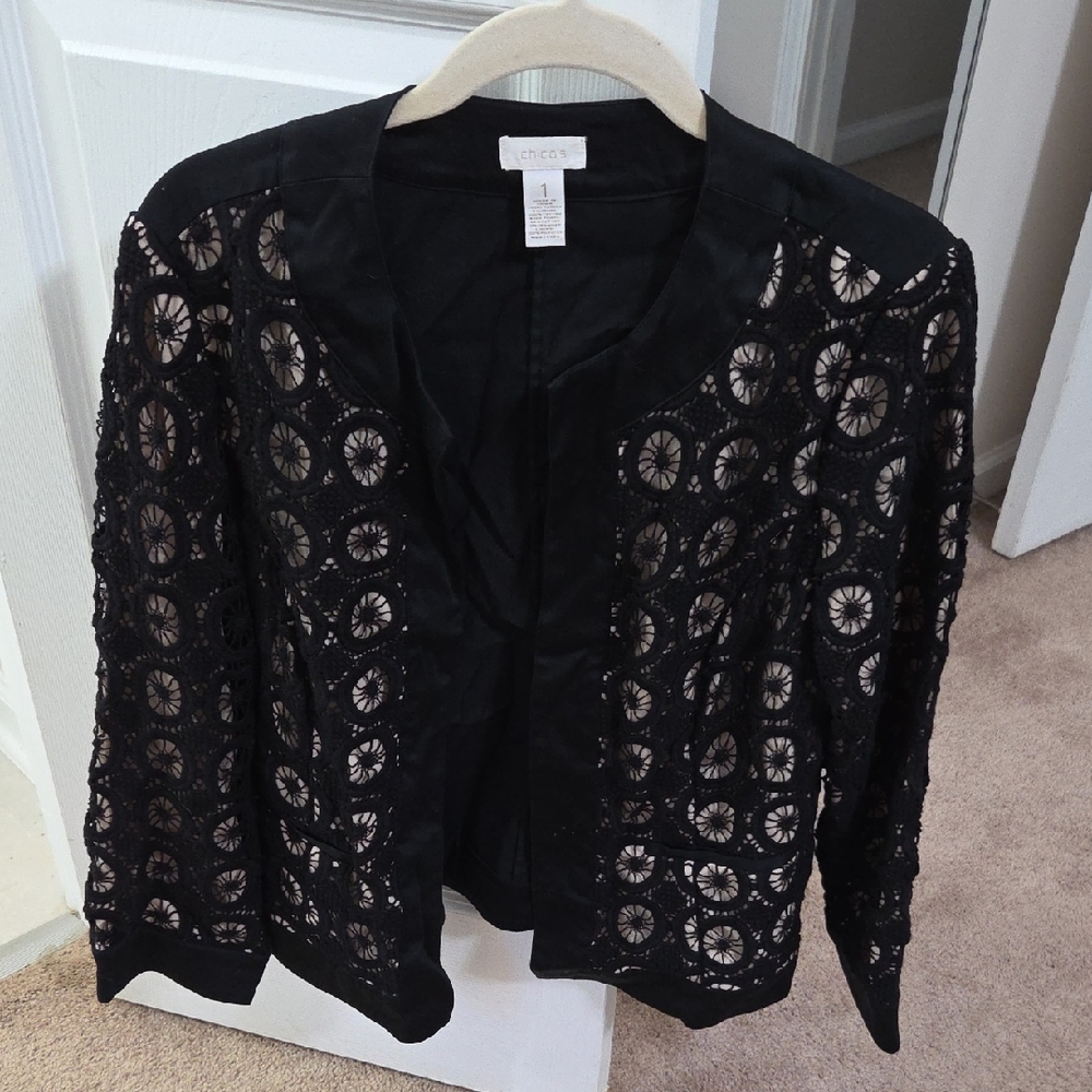 Chico's Elegant Black Lace Blazer